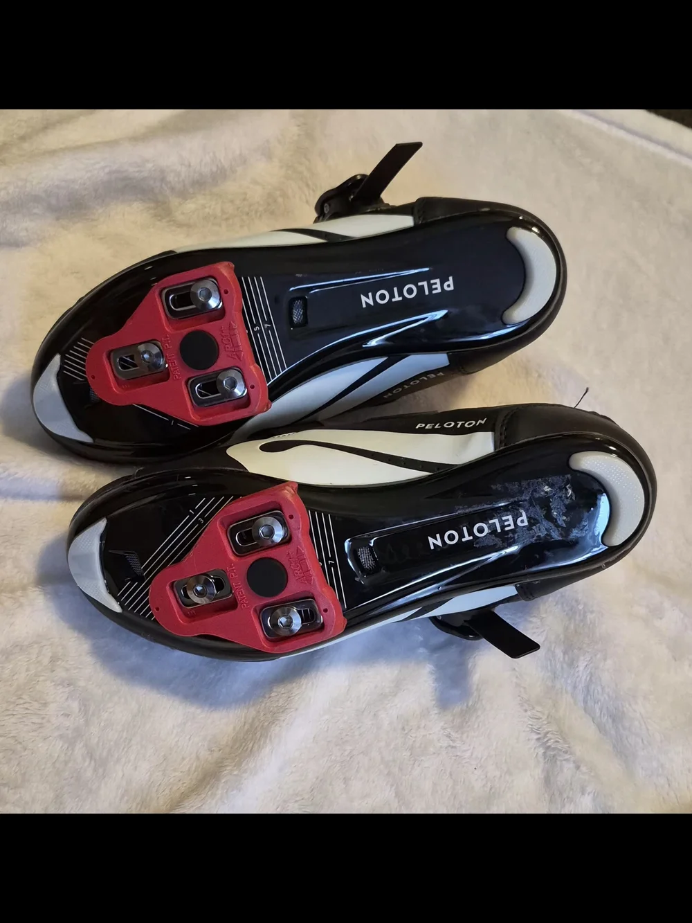 Peloton Kids Black and Red Cycling Sneakers with Buckle